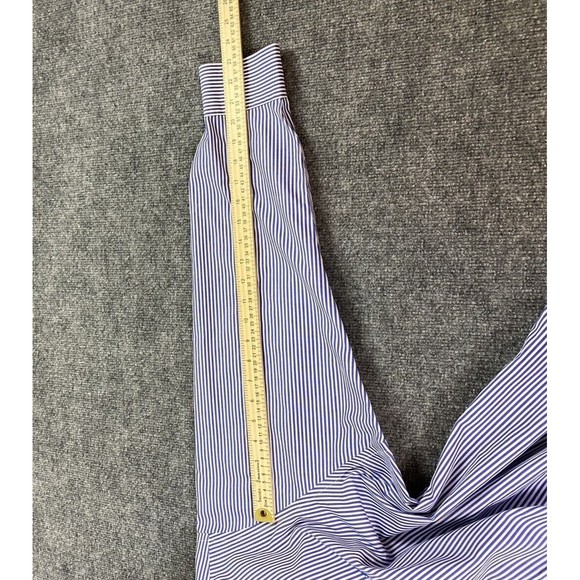 Ralph Lauren Shirt Mens 17.5 Blue White Stripe Pony Logo Button Up Preppy Career - Picture 9 of 10